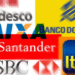 Logotipos de bancos brasileiros como Bradesco, Caixa, Banco do Brasil, Santander, Itaú e HSBC.