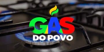 Logo do programa Gás do Povo sobre a boca acesa de um fogão, em referência ao pagamento do vale de junho