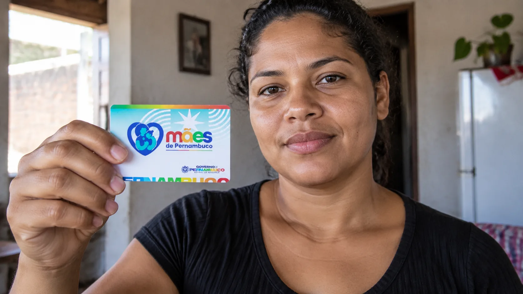 Mães de Pernambuco: veja as próximas datas de pagamento do benefício de R$ 300 em 2026 2 Mulher segura cartão do programa Mães de Pernambuco, representando os critérios para receber o benefício.