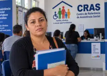 CRAS: o que dá para resolver no atendimento e quais documentos levar para atualizar o Cadastro Único? 5 Mulher aguarda atendimento no CRAS segurando documentos, representando a atualização do Cadastro Único.