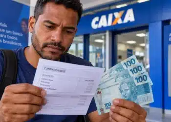 Seguro-desemprego 2026: veja como o valor da parcela é calculado a partir da média dos salários 5 Trabalhador confere contracheque e dinheiro, representando o cálculo do valor do seguro-desemprego em 2026.