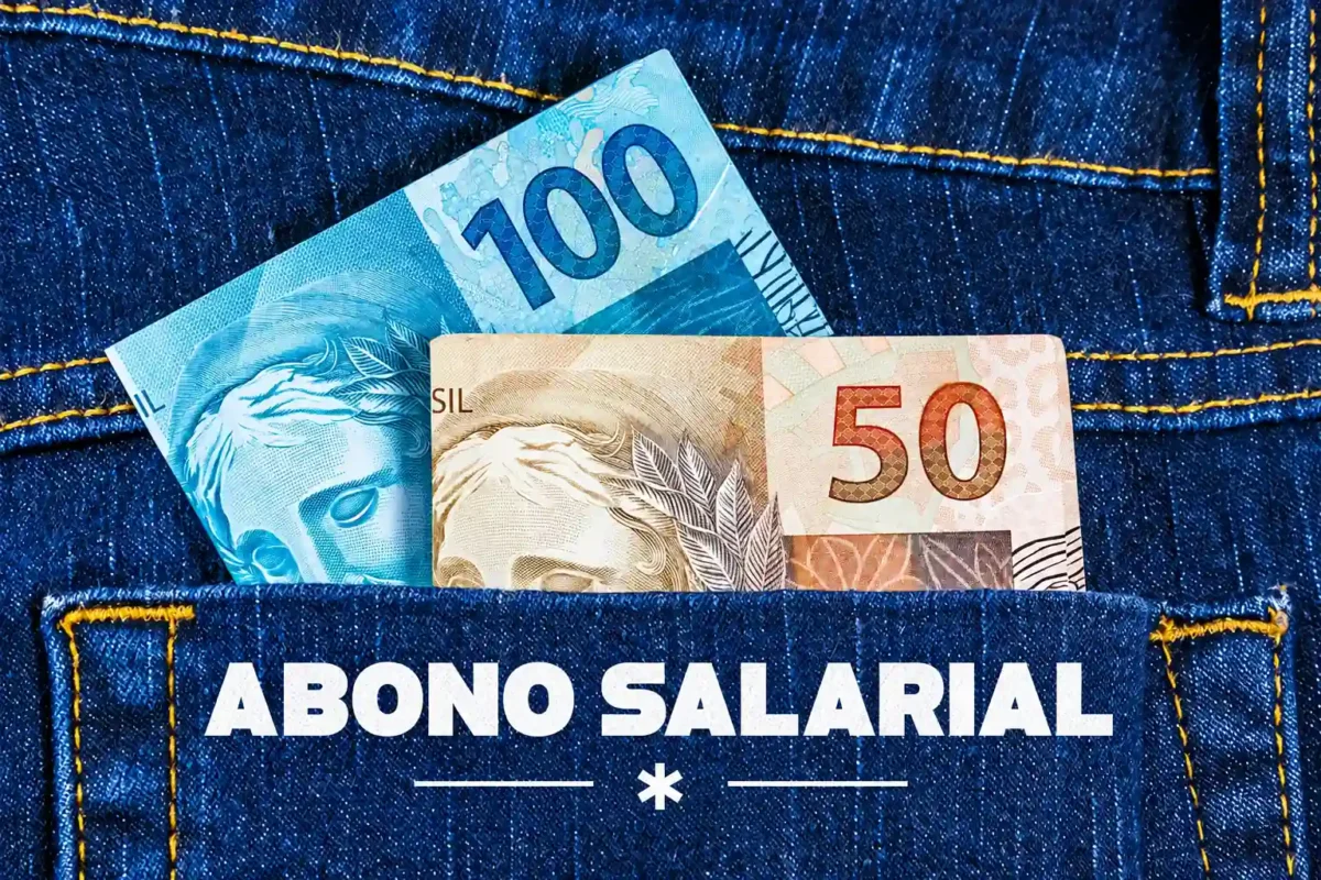 Recurso administrativo do Abono Salarial: veja em quais casos o trabalhador pode contestar e onde pedir 2 Cédulas de R$ 100 e R$ 50 em um bolso de calça jeans azul, com a inscrição "Abono Salarial" em destaque.