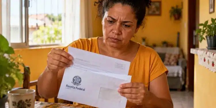 Malha fina: Receita Federal manda carta para 498 mil contribuintes até o dia 20; entenda o motivo 1 Mulher analisa correspondência da Receita Federal em casa, representando o envio de cartas a 498 mil contribuintes.