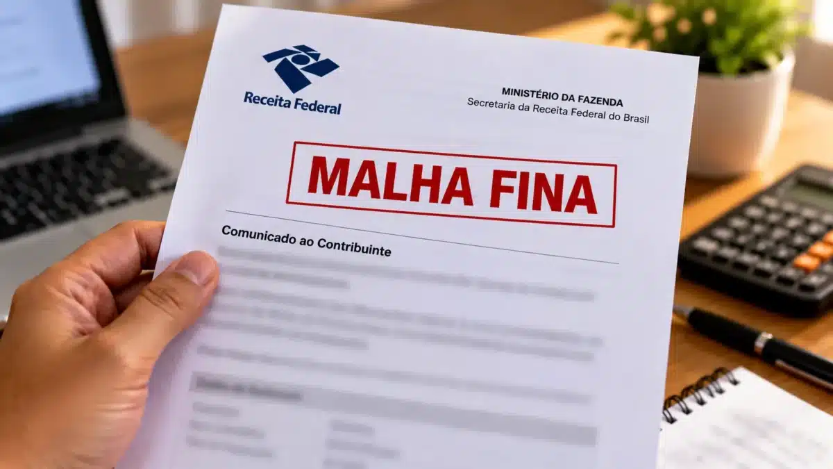Malha fina: Receita Federal manda carta para 498 mil contribuintes até o dia 20; entenda o motivo 2 Mão segura documento da Receita Federal, representando as irregularidades que levam à malha fina do Imposto de Renda.