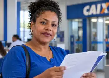 Microempreendedores individuais da Bahia podem prestar serviços à CAIXA; cadastro está aberto 6 Mulher negra segura documentos em uma unidade da CAIXA, representando o cadastro aberto para microempreendedores individuais da Bahia interessados em prestar serviços à instituição.