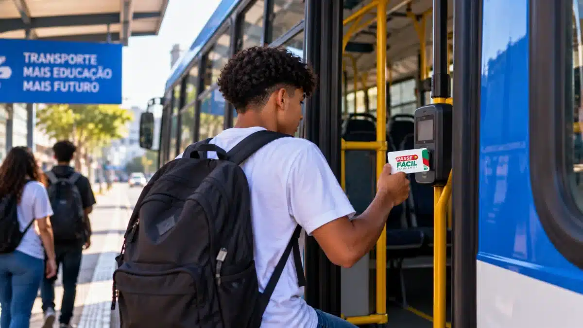 Passe Fácil Estudantil do Rio Grande do Sul recebe inscrições até 9 de outubro para o 2º semestre 2 Estudante com mochila utilizando cartão do Passe Fácil Estudantil ao embarcar em ônibus
